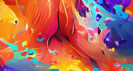Abstract painting art for interior decoration. High resolution art texture background. Fade colors colorful artistic artwork in modern surreal fantasy style. Wall art print in big size. Design work.