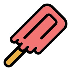 Ice cream icon. Outline ice cream vector icon color flat isolated