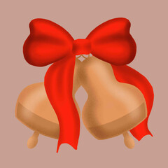 Christmas Wreath Clipart. Digital winter Christmas tree and berries.Christmas bells with a red bow. Festive digital graphics.Winter frame.Christmas Ornaments Printed Red Yellow Green Blue Gray Pink Ch