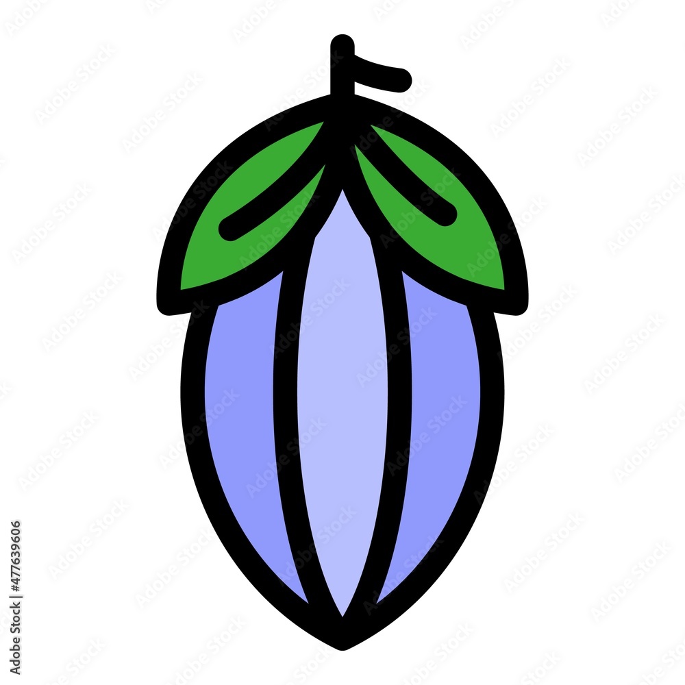 Poster cocoa beans icon. outline cocoa beans vector icon color flat isolated