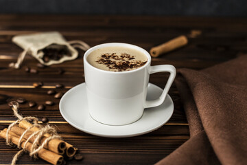cup of coffee with cinnamon