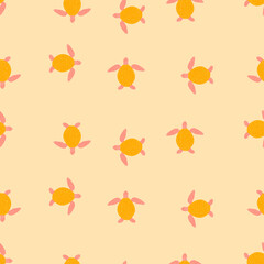 Seamless pattern sea turtles. Cute marine turtle in doodle style.