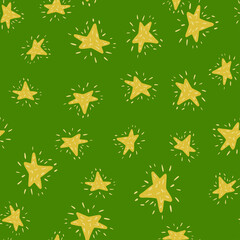 Stars seamless pattern. Hand drawn background space.