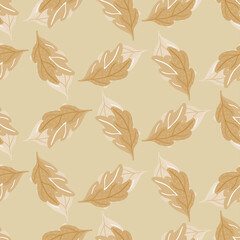 Leaves of oak seamless pattern. Hand drawn natural background .