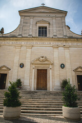 Fototapeta premium Historic church in town with historic staircase in Italy