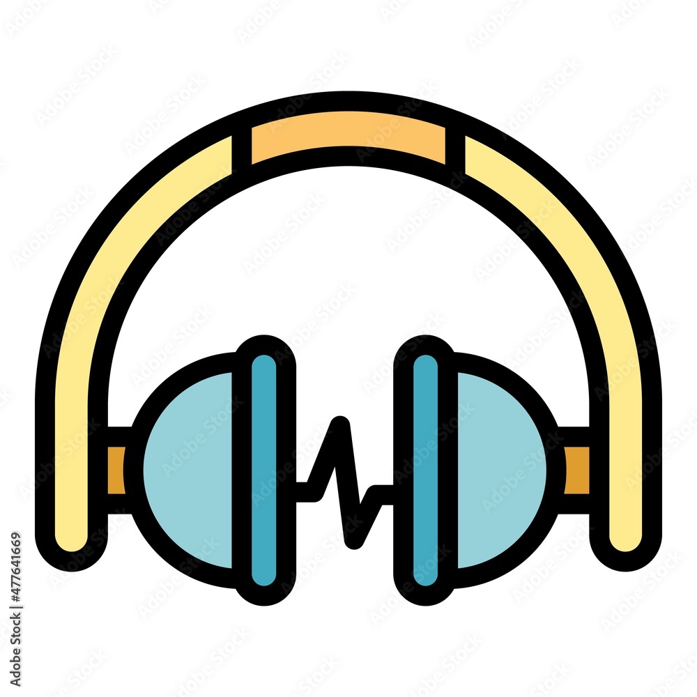 Poster audio lesson icon. outline audio lesson vector icon color flat isolated