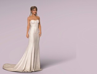 Fototapeta na wymiar Beautiful wedding bride. 3D rendering.