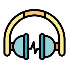 Audio lesson icon. Outline audio lesson vector icon color flat isolated