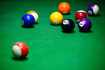 Foto op Plexiglas Pool table and ball in a club house stock photo © FireFXStudio