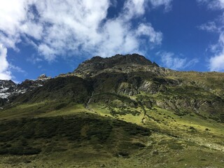 Mountains and alps in South Tyrol, Italy on a sunny day