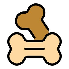 Fototapeta premium Bones for dog icon. Outline bones for dog vector icon thin line color flat on white