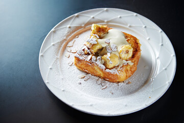 Fresh cream fruits and nuts on bread