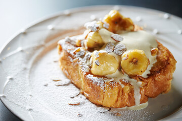 Fresh cream fruits and nuts on bread