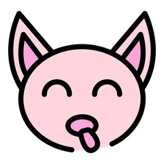 Cat face icon. Outline cat face vector icon color flat isolated