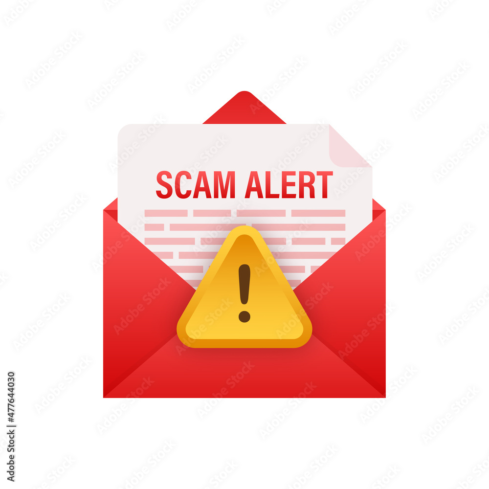 Poster scam alert. hacker attack and web security vector concept, phishing scam. network and internet secur