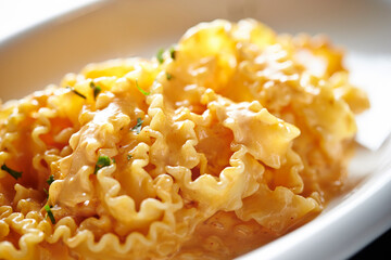 Cheese cream pasta on a plate 