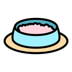 Water pet bowl icon. Outline water pet bowl vector icon color flat isolated