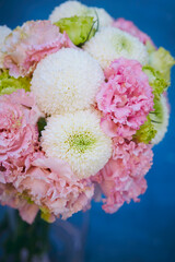 Wedding bouquets made of pompons, chrysanthemums and lisianthus