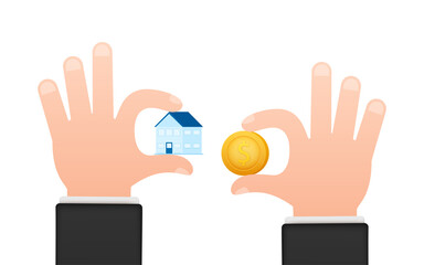 Fototapeta premium Illustration with money vs house for concept design. Business concept. Financial investment. Vector illustration.