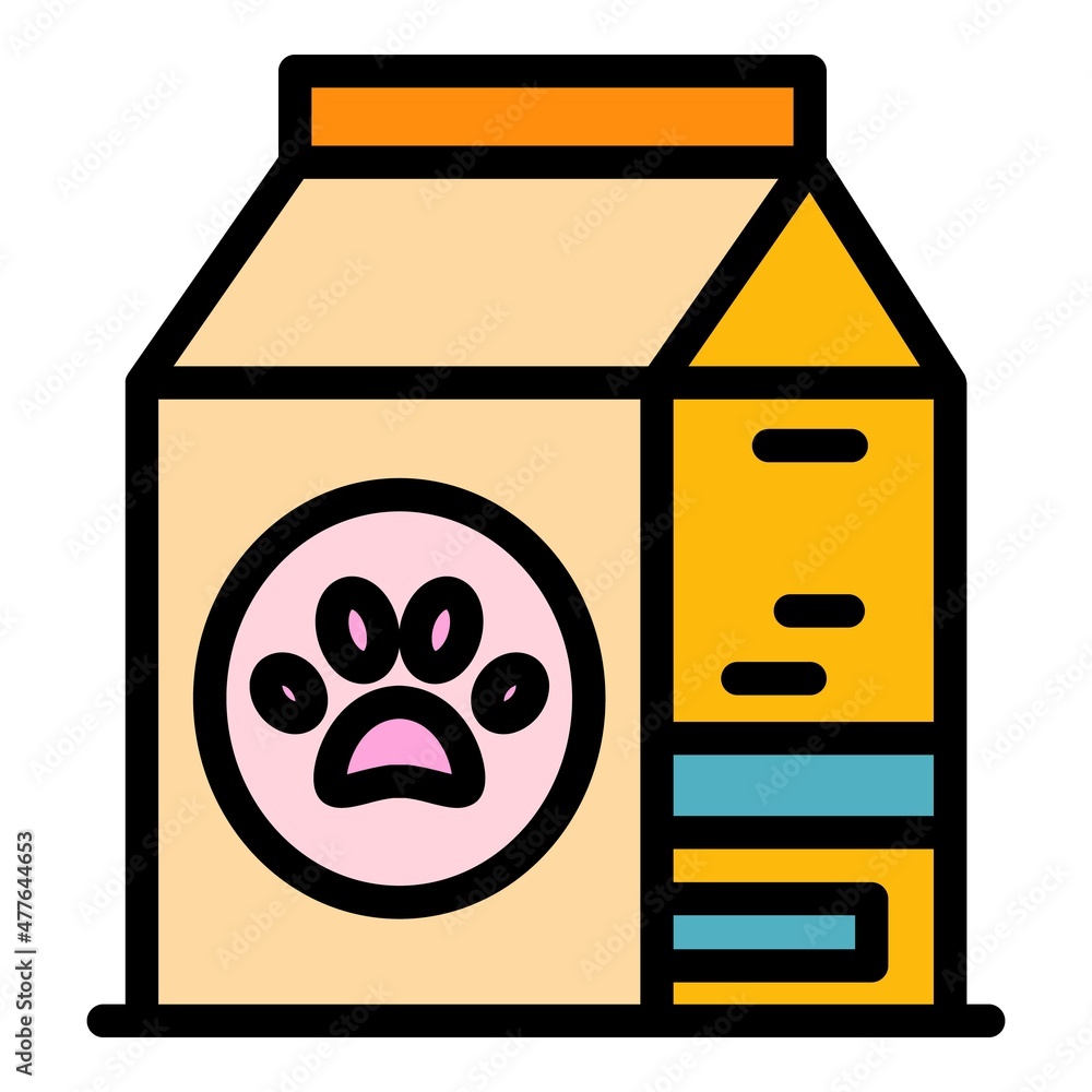 Poster feed paw pack icon. outline feed paw pack vector icon color flat isolated