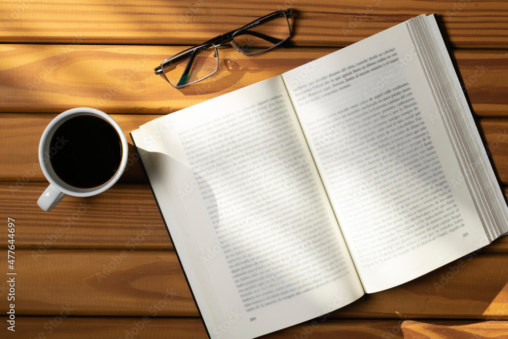 Wall mural aerial view of an open book