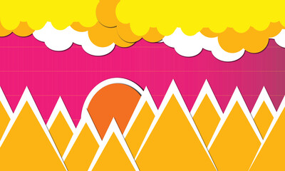 A digital paper cut scenery
File Included :EPS File,JPEG, Readme(Note about design)
Color Mode : CMYK, 
Dimension :60in X 30in,  Bleed : 0.25in