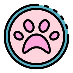 Circle paw icon. Outline circle paw vector icon color flat isolated