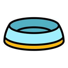 Kitty food dish icon. Outline kitty food dish vector icon color flat isolated