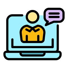 Online meeting icon. Outline online meeting vector icon color flat isolated