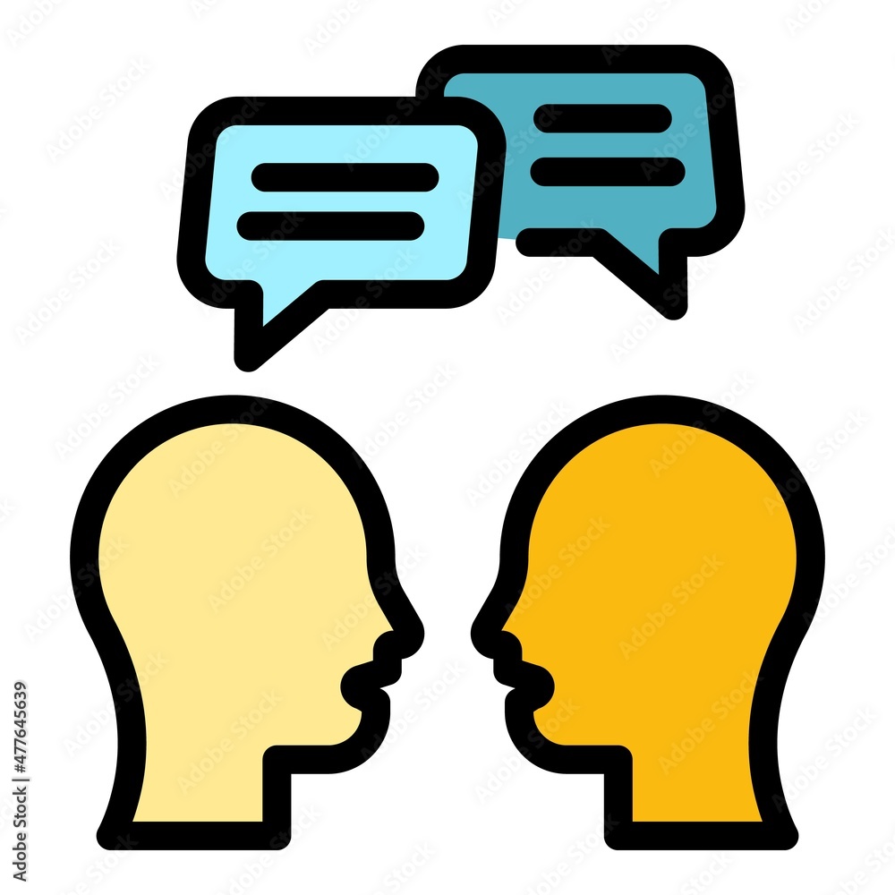 Poster working chat icon. outline working chat vector icon color flat isolated