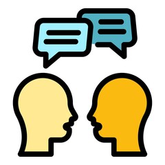 Working chat icon. Outline working chat vector icon color flat isolated