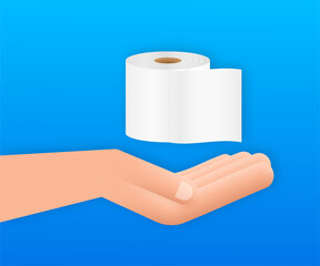 Toilet paper with hand, great design for any purposes. Flat pattern. Vector pattern.