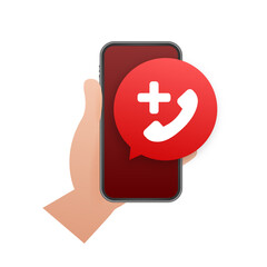 Flat illustration with red emergency call for concept design. Call icon vector. Hotline concept.