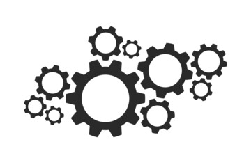 Simple cogwheel, gear wheel vector illustration for apps and websites. The business mechanism, progress, construction concept, or UI element