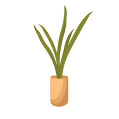Potted houseplant. Vector stock illustration. Isolated on a white background.