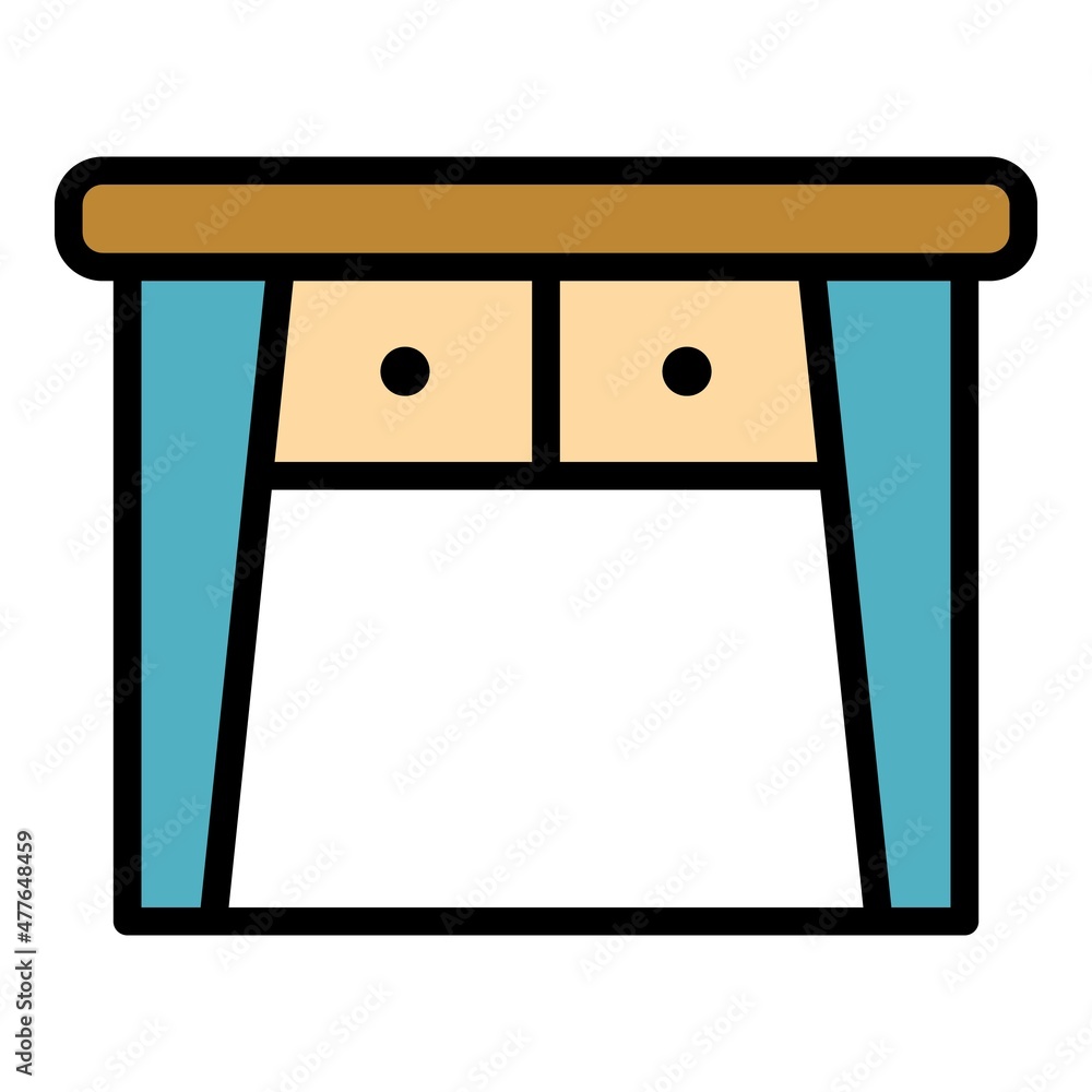 Wall mural Old table icon. Outline old table vector icon color flat isolated - Wall murals
