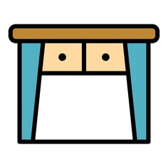 Old table icon. Outline old table vector icon color flat isolated