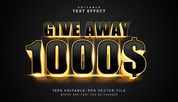 3D Give Away text effect - Editable text effect