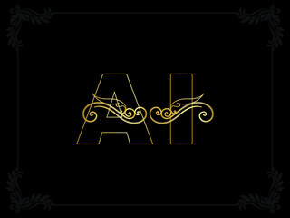 Fototapeta na wymiar Luxury AI Letter Logo, Slime Monogram Ai elegant and luxury Initial logo icon design