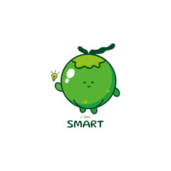 Cute funny coconut character. Vector hand drawn cartoon mascot character illustration icon. Isolated on white background