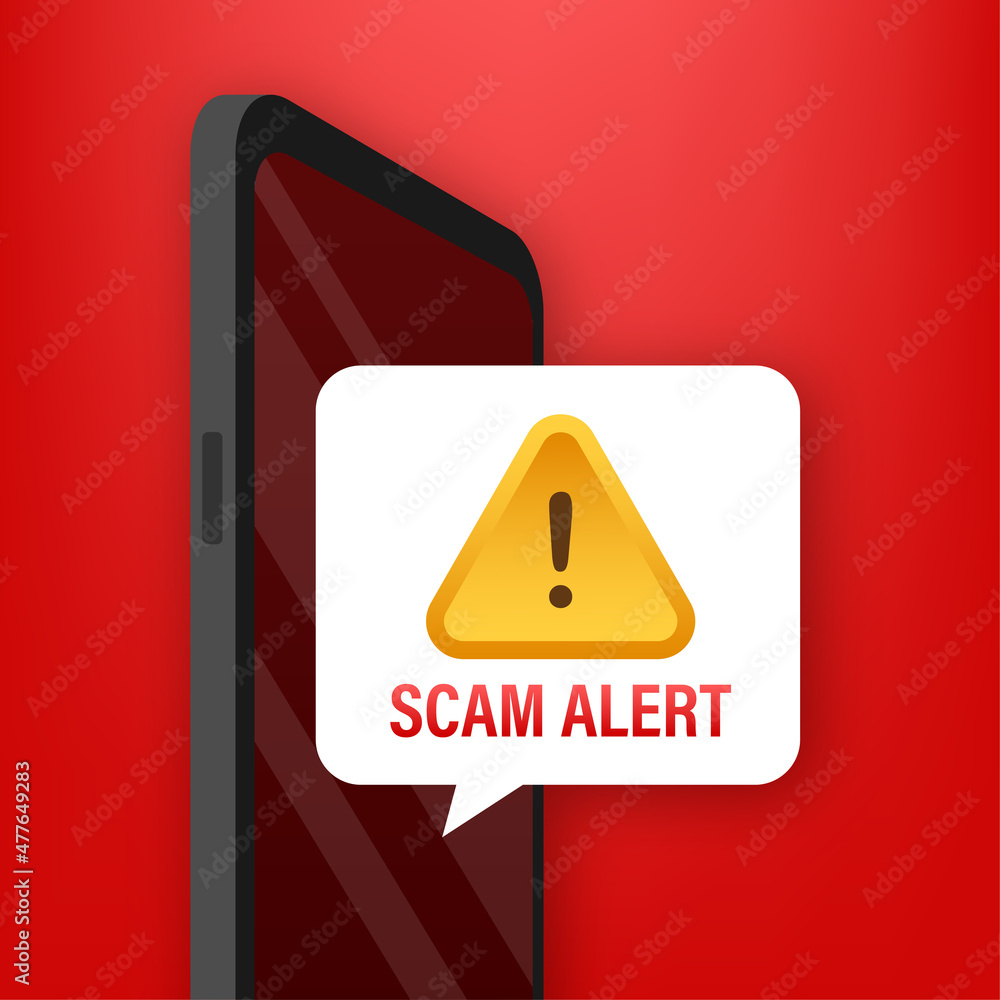 Poster scam alert. hacker attack and web security vector concept, phishing scam. network and internet secur