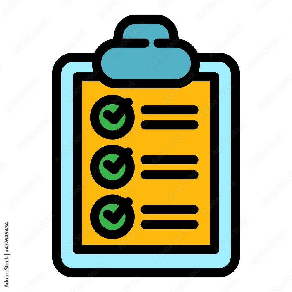 Poster checklist credibility icon. outline checklist credibility vector icon color flat isolated