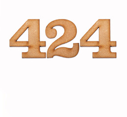 Number 424 - Piece of wood isolated on white background