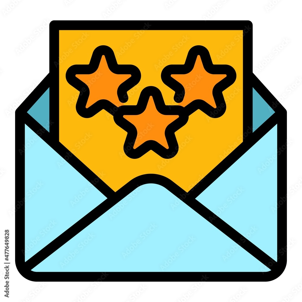 Poster rating mail icon. outline rating mail vector icon color flat isolated