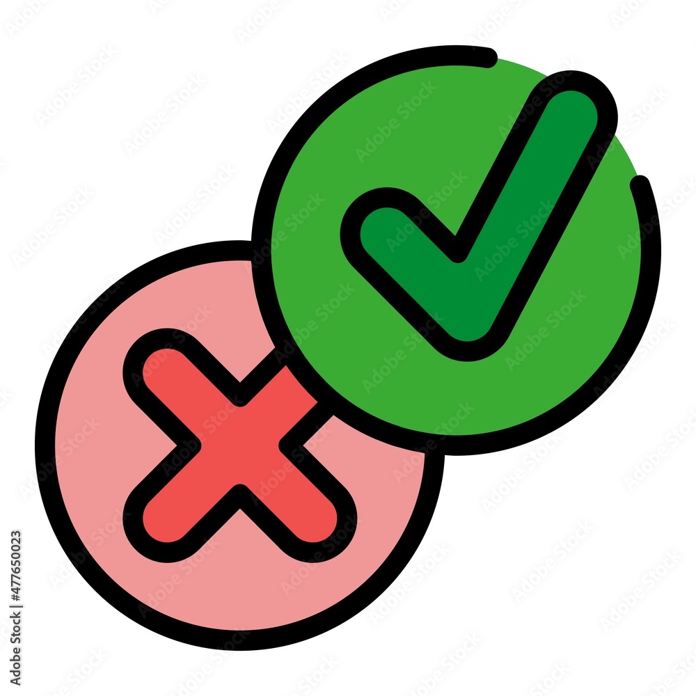 Aufkleber approved rejected control icon. outline approved rejected control vector icon color flat isolated