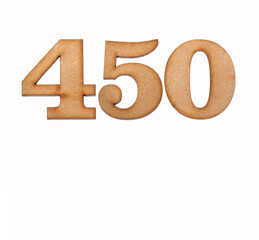 Number 450 - Piece of wood isolated on white background