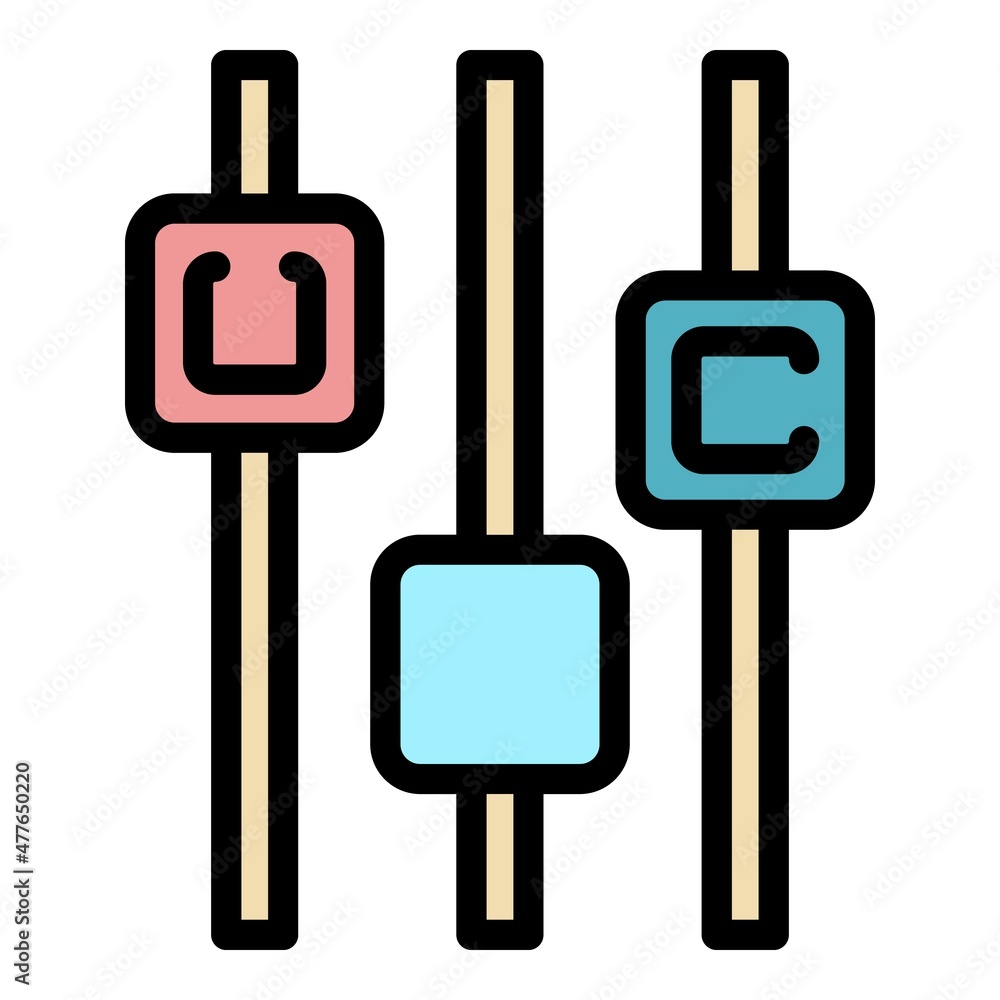 Poster equalizer control button icon. outline equalizer control button vector icon color flat isolated