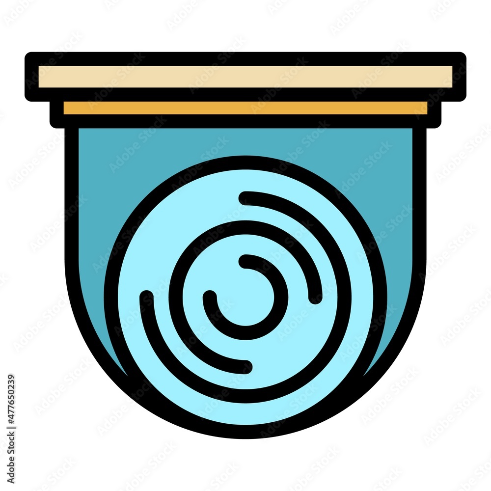 Aufkleber secured control camera icon. outline secured control camera vector icon color flat isolated