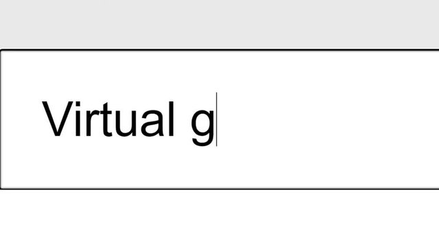 Searching For Virtual Games Information in Search Bar Screen View. Searching For Interactive Video Game With Computer Generated Visual Input on a Computer.  Online Network Website Search Box.