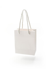 White paper shopping bag front view isolated on white background with clipping path
